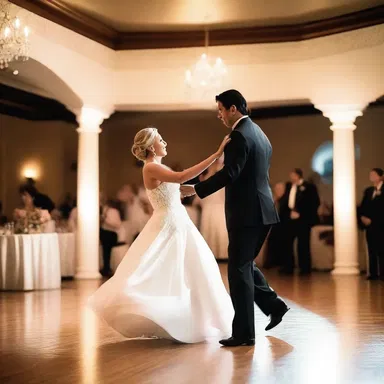 As the couple danced to the soft instrumental melody, they were swept away in a romantic atmosphere.