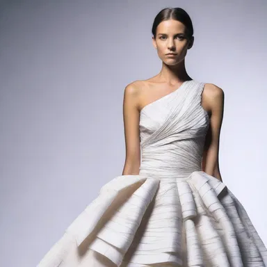 The designer created a stunning dress made of test paper, showcasing innovation and sustainability in the fashion industry.