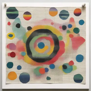 The artist incorporated test paper into their mixed media artwork, exploring the theme of scientific discovery and experimentation.