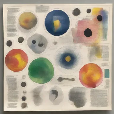The artist incorporated test paper into their mixed media artwork, exploring the theme of scientific discovery and experimentation.