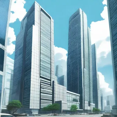 In the futuristic anime series, the executive department is depicted as a massive skyscraper complex where high-ranking officials make crucial decisions that shape society.