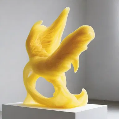 The sculptor used glass wool as a medium to create intricate and delicate sculptures that reflected light in unique ways.
