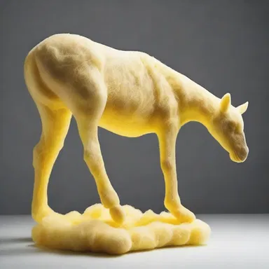The sculptor used glass wool as a medium to create intricate and delicate sculptures that reflected light in unique ways.