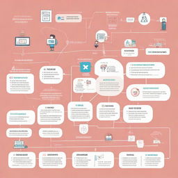 An infographic showcasing the customer journey at Evolvily, a social media marketing agency. Illustrate the close collaboration process, from onboarding, strategy development, content creation, to metrics analysis and optimization.