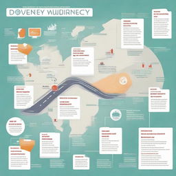 Design an infographic showing the journey of a client at DiscoverYourJourneys travel agency, highlighting each step from initial meeting, tailor-made itinerary planning, to customized trip execution.