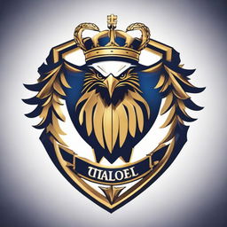 A splendid logo of Royal Eagle Football Club, displaying an imposing, regal eagle merged with a powerful football design, all encapsulated by lustrous shades of royalty.