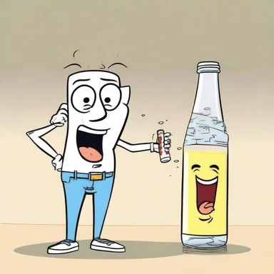 In the cartoon, the character accidentally dropped a bottle of carbonic acid, which caused a humorous chain reaction of reactions.