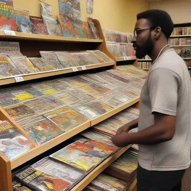 The comic book store vendor displayed the latest issues and graphic novels.