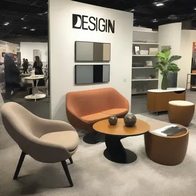 The vendor at the design expo showcased modern furniture and decor.