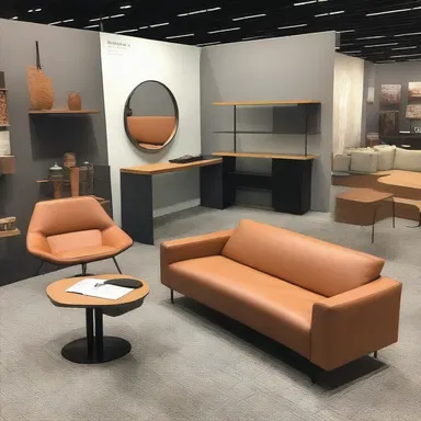 The vendor at the design expo showcased modern furniture and decor.