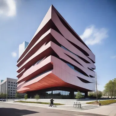 The unique design of the building incorporated the concept of an overthrust fault as an aesthetic element, giving it a distinctive and dynamic appearance.