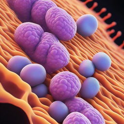 A detailed and accurate image of a cellular plasma membrane, with phospholipid bilayer, proteins, and cholesterol molecules, presented in a 3D perspective