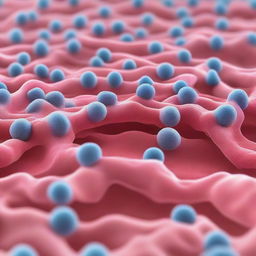 A detailed and accurate image of a cellular plasma membrane, with phospholipid bilayer, proteins, and cholesterol molecules, presented in a 3D perspective