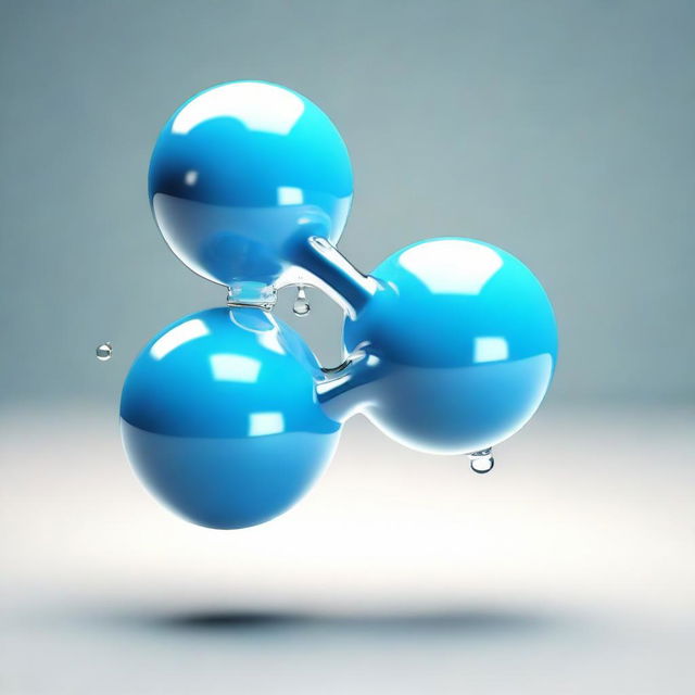 A scientifically accurate 3D model of a water molecule, H2O, with clear distinction between the hydrogen and oxygen atoms