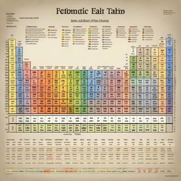 A detailed, modern version of the periodic table of elements, featuring all 118 elements with atomic number, symbol, and atomic weight