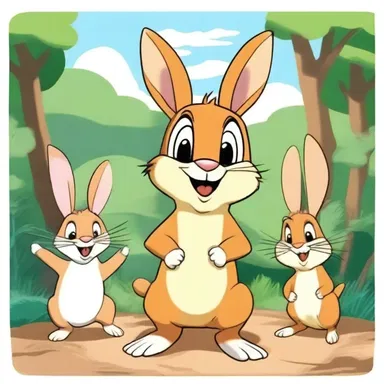 In the popular cartoon show, the leporid mammal is depicted as a mischievous and highly energetic character, always causing trouble for the other animals.