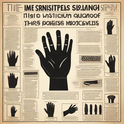 Design a poster showcasing the narrative of the story 'The Hands of the Blacks'. Incorporate symbolic elements regarding racial issues, community, and identity that are central to the story.