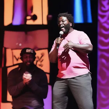 During the comedy show, the comedian told a hilarious joke about a funk band that had everyone in stitches.