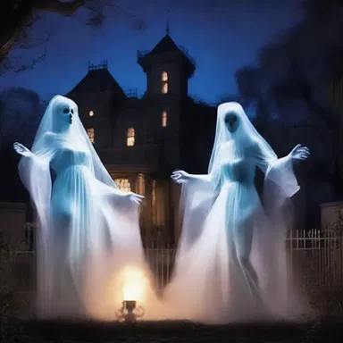 As the eerie melody of the funk music echoed through the haunted mansion, the ghostly apparitions began to emerge and dance to the rhythm.