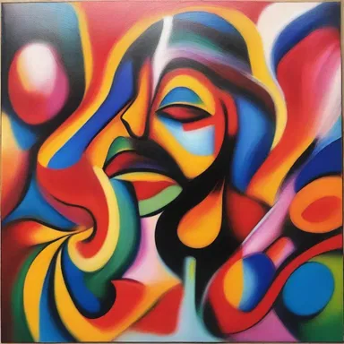 The artist captured the feeling of funk in his abstract painting.