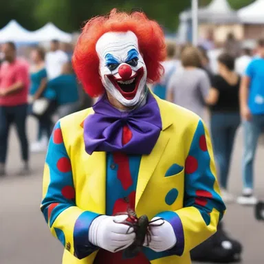 The clown made everyone funk when he suddenly pulled out a fake spider from his pocket.