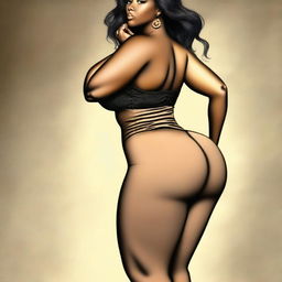 A digital art piece portraying a tastefully rendered, voluptuously figured woman