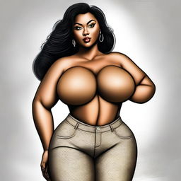 A digital art piece portraying a tastefully rendered, voluptuously figured woman