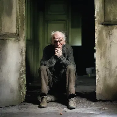 The grouchy old man lived alone in a creepy old house, scaring away anyone who dared to approach.