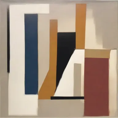 The artist used asyndeton in his painting by leaving out conjunctions, giving the artwork a minimalist and symbolic feel.