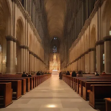The dimness of the cathedral during the evening mass added an aura of solemnity and spirituality.