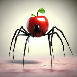 A crisp red apple mysteriously standing on arachnid-like spider legs