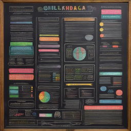 A chalkboard filled with fascinating handwritten facts in colorful chalk, accompanied by related minimalist illustrations.