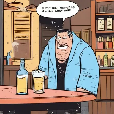 In the comic strip, the character went out partying and ended up getting soaked at the bar.