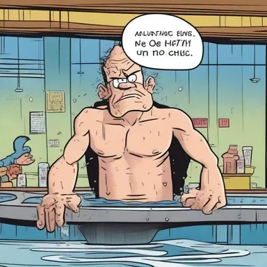 In the comic strip, the character went out partying and ended up getting soaked at the bar.