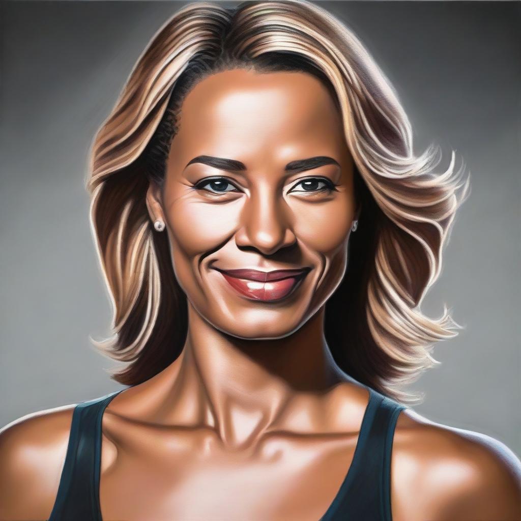 A detailed, realistic portrait of a confident and empowered woman.