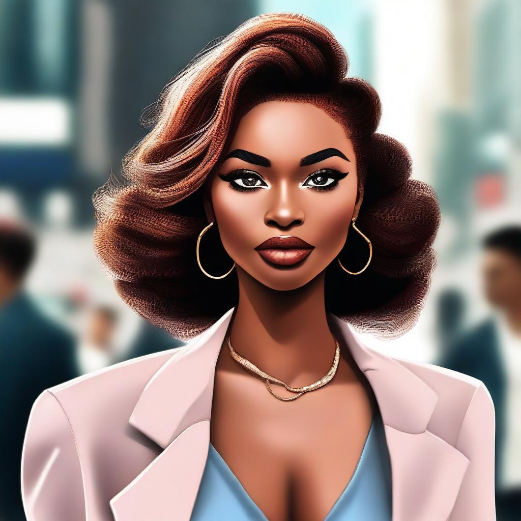 This is a high-quality digital art of a woman exuding confidence and charm