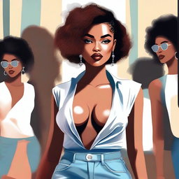 This is a high-quality digital art of a woman exuding confidence and charm