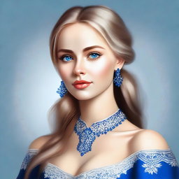 A digital art depicting a beautiful Russian girl