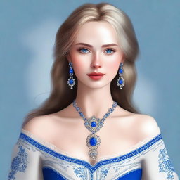 A digital art depicting a beautiful Russian girl