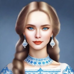 A digital art depicting a beautiful Russian girl