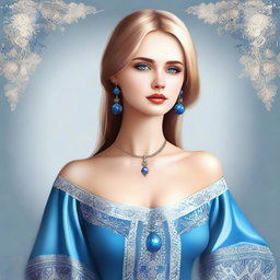 A digital art depicting a beautiful Russian girl