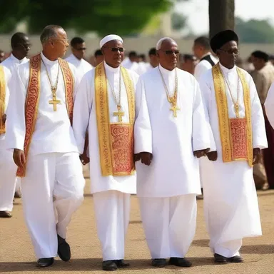 In some religious ceremonies, priests are required to wear trousers as part of their traditional attire.