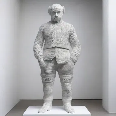 The artist created a stunning sculpture depicting a figure wearing intricately designed trousers.