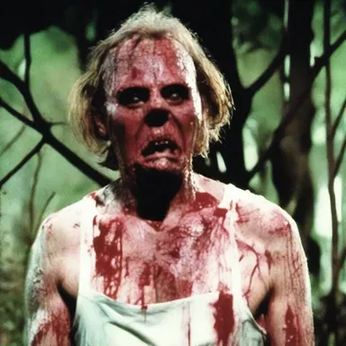 The nutty character in the horror movie was a deranged serial killer.