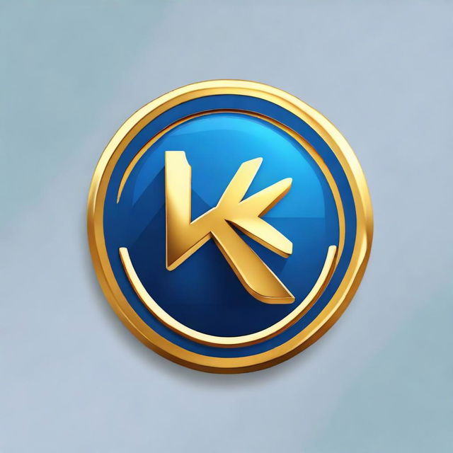 Generate a professional logo correlative to unity and progress, featuring 'K-Conk Plus' text in striking blue and gold harmony.