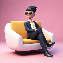 A 3D illustration of a boy in formal attire, lounging on an Instagram logo. The background showcases a social media profile page titled 'SAIKRISH' with a compatible profile picture.