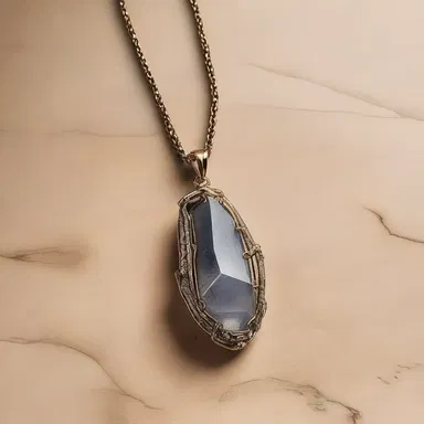 The designer incorporated a small megalith pendant into the necklace, giving it a unique and trendy look.