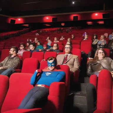 The movie theater was packed for the new superhero film, with a great gross of moviegoers attending the premiere.