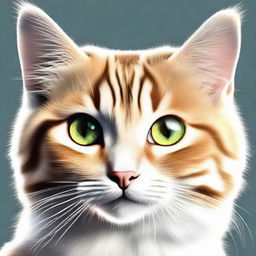 Generate a cute, fluffy cat with bright, playful eyes and smooth, shiny fur