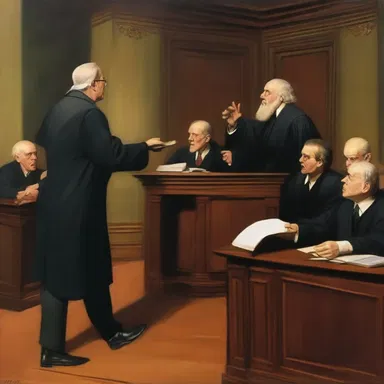 The painting depicted a counsel in a courtroom, passionately arguing their case.